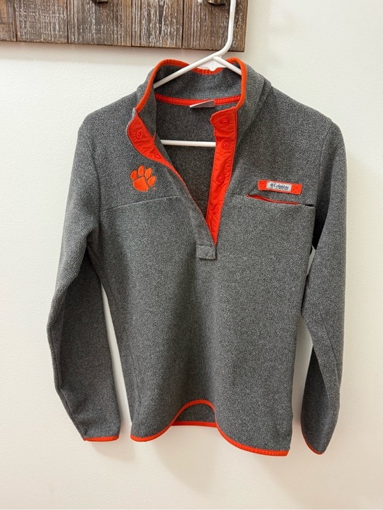 Columbia Jackets & Blazers - Columbia Gray Fleece Pullover with Orange Trim Clemson XS